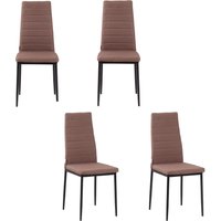 HOMCOM Set 4 Gepolsterte Stühle für Wohn- oder Esszimmer, Moderne Küchenstühle, aus Metall und Stoff in Khaki   Aosom von HOMCOM