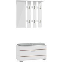 HOMCOM Set 4 in 1 Möbel für den Eingangsbereich mit Garderobe, Spiegel, Bank mit Kissen und Schuhschrank für 8 Paar Schuhe, Weiß Aosom HOMCOM Set 4 in 1 Möbel für den Eingangsbereich mit Garderobe, Spiegel, Bank mit Kissen und Schuhschrank für 8 Paar Schuhe, Weiß Aosom von HOMCOM