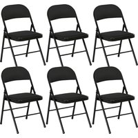 HOMCOM Set 6 Klappstühle mit Gepolsterter Sitzfläche, Moderne platzsparende Stühle mit Polyesterkissen für Zuhause und Büro, Schwarz   Aosom von HOMCOM