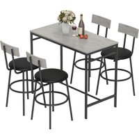 HOMCOM Set Bar-Tisch mit 4 Barhockern mit PU-Ledersitzpolsterung, Bartheke und Küchenstühlen platzsparend mit Stahlbeinen, Moderner Stil, Hoher Tisch mit Hockern für Esszimmer Wohnzimmer, Grau   Aosom von HOMCOM