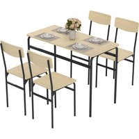HOMCOM Set Tisch und Stühle Esszimmer 5-teilig, Rechteckiger Esstisch und 4 Stühle aus Holz und Metall, Platzsparend, Industriedesign, für Wohnzimmer Küche, Schwarz und Holzfarbe   Aosom von HOMCOM