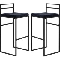 HOMCOM Set aus 2 Barhockern, Barstühle, Höhe 74 cm, Stahlkonstruktion, Samtsitzkissen, Fußstütze, Barhocker, modern eleganter Stil, schwarz   Aosom von HOMCOM