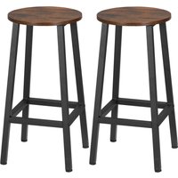 HOMCOM Set aus 2 Barhockern, Barstühlen, 65 cm hohe Küchenhocker mit Fußstütze, Stahlgestell, rötlich braun und schwarz   Aosom von HOMCOM