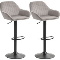HOMCOM Set aus 2 Barhockern, moderne Barhocker aus Samt mit Rückenlehne und Fußstütze, höhenverstellbar und um 360° drehbar, für Küche, Theke, Grau Aosom HOMCOM Set aus 2 Barhockern, moderne Barhocker aus Samt mit Rückenlehne und Fußstütze, höhenverstellbar und um 360° drehbar, für Küche, Theke, Grau Aosom von HOMCOM