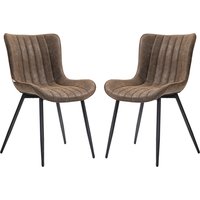 HOMCOM Set aus 2 Esszimmerstühlen, moderne Küchenstühle mit synthetischem Bezug, Knopfheftung und Metallbeinen, für Wohnzimmer, Esszimmer, Schlafzimmer, braun   Aosom von HOMCOM