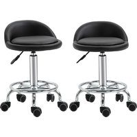 HOMCOM Set aus 2 Rollhockern mit 360° drehbarer Sitzfläche - Höhenverstellbar 47-62H cm, ergonomische Rückenlehne - verchromter Stahl, schwarzer synthetischer Bezug Aosom HOMCOM Set aus 2 Rollhockern mit 360° drehbarer Sitzfläche - Höhenverstellbar 47-62H cm, ergonomische Rückenlehne - verchromter Stahl, schwarzer synthetischer Bezug Aosom von HOMCOM
