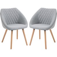 HOMCOM Set aus 2 Skandinavischen Design Esszimmerstühlen - Schlankes Buchenholz helle Beine - Linen Grau   Aosom von HOMCOM