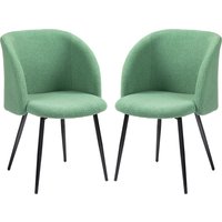 HOMCOM Set aus 2 Stühlen für Esszimmer Küchenstühle aus Stoff Wohnzimmerstuhl mit Stahlbeinen - 55 x 62 x 80 cm Grün Schwarz   Aosom von HOMCOM