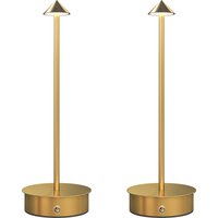 HOMCOM Set aus 2 USB-wiederaufladbaren Tischlampen, Nachttischlampen mit Touch-Steuerung, 3000K/4500K/6500K, LED-Licht enthalten, für Schlafzimmer, Wohnzimmer oder Büro, Gold   Aosom von HOMCOM