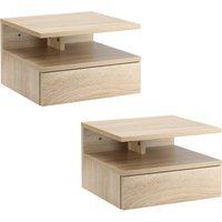HOMCOM Set aus 2 Wand-Nachttischen - Set aus 2 Nachtschränken - Schublade, Fach, Ablage - in Holzoptik Hell-Eiche und Schwarz Aosom HOMCOM Set aus 2 Wand-Nachttischen - Set aus 2 Nachtschränken - Schublade, Fach, Ablage - in Holzoptik Hell-Eiche und Schwarz Aosom von HOMCOM