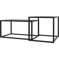 HOMCOM Set aus 2 ineinander verschachtelten rechteckigen modularen Couchtischen im industriellen Stil Set aus 2 ineinander verschachtelten Salon-Couchtischen aus mattem schwarzem Stahl   Aosom von HOMCOM