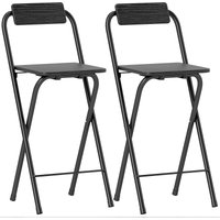 HOMCOM Set aus 2 klappbaren Barhockern, Barstühlen, Hochstühlen mit Rückenlehne und Fußstütze, Stahlgestell, 87 cm hoch, schwarz   Aosom von HOMCOM