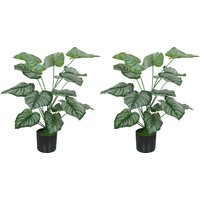 HOMCOM Set aus 2 künstlichen dekorativen Pflanzen 65 cm Künstliche Pflanzen mit Topf und Blättern für Innenbereich Zuhause Büro Grün   Aosom von HOMCOM