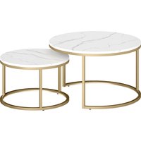 HOMCOM Set aus 2 stapelbaren Couchtischen, runder Couchtisch, stapelbar, Industriedesign, Metallbeine, Weiß   Aosom HOMCOM Set aus 2 stapelbaren Couchtischen, runder Couchtisch, stapelbar, Industriedesign, Metallbeine, Weiß   Aosom von HOMCOM