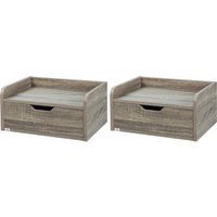 HOMCOM Set aus 2 wandmontierten Nachttischen, hängende Nachttische - ausziehbare Schublade, Tischplatte - aus Spanplatten, Maße 40L x 30B x 19,5H cm, Grau   Aosom von HOMCOM