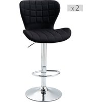 HOMCOM Set aus 2 zeitgenössischen Design-Barhockern Höhenverstellbar 59-81 cm 360° Drehbar Leinen Schwarz   Aosom von HOMCOM