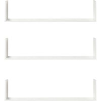 HOMCOM Set aus 3 schwebenden Wandregalen - Maße 80L x 18B x 18H cm - inklusive komplettem Befestigungskit - MDF-Holzmaserung in Weiß Aosom HOMCOM Set aus 3 schwebenden Wandregalen - Maße 80L x 18B x 18H cm - inklusive komplettem Befestigungskit - MDF-Holzmaserung in Weiß Aosom von HOMCOM
