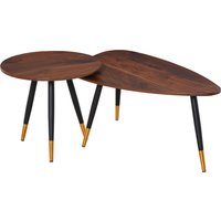 HOMCOM Set mit 2 Art-Déco-Couchtischen, schräge, schwarz-metallene Beine, goldene Enden, dunkle Teakholz-MDF-Platten Aosom HOMCOM Set mit 2 Art-Déco-Couchtischen, schräge, schwarz-metallene Beine, goldene Enden, dunkle Teakholz-MDF-Platten Aosom von HOMCOM