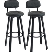 HOMCOM Set mit 2 Barhockern, Drehbare Küchenbarhocker, PU-Bezug, mit Rückenlehne, Metallgestell, Fußstütze, Sitzhöhe 76,5 cm, Dunkelgrau Aosom HOMCOM Set mit 2 Barhockern, Drehbare Küchenbarhocker, PU-Bezug, mit Rückenlehne, Metallgestell, Fußstütze, Sitzhöhe 76,5 cm, Dunkelgrau Aosom von HOMCOM
