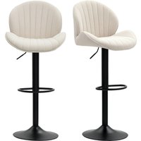 HOMCOM Set mit 2 Barhockern, drehbare Barhocker, Muschelform, Küchenhochstuhl mit Rückenlehne, höhenverstellbar und Fußstütze, Stahlgestell, beige   Aosom von HOMCOM