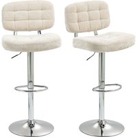 HOMCOM Set mit 2 Barhockern, drehbare Barstühle, hoher Küchenstuhl mit Rückenlehne, höhenverstellbar und Fußstütze, Stahlgestell, Belastung 120 kg, beige   Aosom von HOMCOM