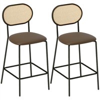 HOMCOM Set mit 2 Barhockern Hochhocker für Küche mit Rattan-Rückenlehne Sitz aus PU Stahlrahmen und Fußstütze für Esszimmer Theke Braun Aosom HOMCOM Set mit 2 Barhockern Hochhocker für Küche mit Rattan-Rückenlehne Sitz aus PU Stahlrahmen und Fußstütze für Esszimmer Theke Braun Aosom von HOMCOM