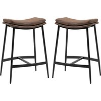 HOMCOM Set mit 2 Barhockern Hochtischstühle mit Fußstütze aus Stahl - Industriestil - geschwungene Sitzfläche - 48,5 x 38,5 x 68,5 cm Braun Schwarz   Aosom von HOMCOM