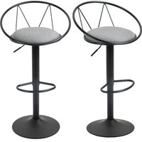HOMCOM Set mit 2 Barhockern im neo-retro Design, höhenverstellbar und drehbar mit Metall-Fußstütze in Schwarz und Leinen in Grau   Aosom von HOMCOM