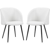 HOMCOM Set mit 2 Esszimmerstühlen, Küchenstühle aus Stoff, Wohnzimmerstühle mit Stahlbeinen - 55 x 62 x 80 cm weiß schwarz   Aosom von HOMCOM