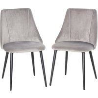 HOMCOM Set mit 2 Esszimmerstühlen, Küchenstühle mit gepolsterter Sitzfläche aus Samt, modernes Design, Metallbeine, grau   Aosom von HOMCOM