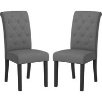 HOMCOM Set mit 2 Esszimmerstühlen Küchenstühle Grand Confort mit Holzbeinen Leinen 47 x 61 x 101 cm dunkelgrau   Aosom von HOMCOM