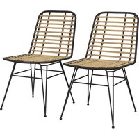HOMCOM Set mit 2 Esszimmerstühlen Küchenstühle Rattanstühle mit Stahlgestell in Schwarz, Bohème-Stil   Aosom von HOMCOM