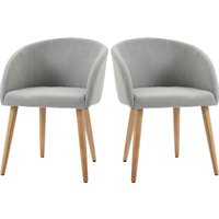 HOMCOM Set mit 2 Esszimmerstühlen Küchenstuhl im skandinavischen Design - Schräge Gummibaumbeine Bezug Leinen-Look Hellgrau   Aosom von HOMCOM