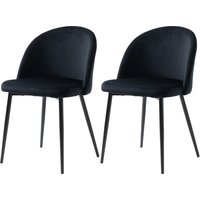 HOMCOM Set mit 2 Esszimmerstühlen skandinavischer Art mit gepolstertem Samtbezug und schlanken Metallbeinen, für Wohnzimmer, Esszimmer, Schwarz   Aosom von HOMCOM