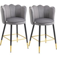 HOMCOM Set mit 2 Samt Barhockern mit Fußstütze und Stahlbasis, 59x52x90cm, Grau Aosom HOMCOM Set mit 2 Samt Barhockern mit Fußstütze und Stahlbasis, 59x52x90cm, Grau Aosom von HOMCOM