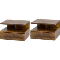 HOMCOM Set mit 2 Schwebende Nachttische für Schlafzimmer, Moderne Nachttische mit Schublade und Oberregal aus Holz, 35x32x22.5cm, Rustikales Braun Aosom HOMCOM Set mit 2 Schwebende Nachttische für Schlafzimmer, Moderne Nachttische mit Schublade und Oberregal aus Holz, 35x32x22.5cm, Rustikales Braun Aosom von HOMCOM