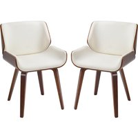 HOMCOM Set mit 2 Vintage-Stühlen für das Esszimmer, weißes Kunstleder-Sitzfläche und Holzbeine   Aosom von HOMCOM