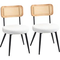 HOMCOM Set mit 2 boho Esszimmerstühlen mit Rattan-Rückenlehne, gepolstertem Sitz und Metallbeinen für Wohnzimmer, Esszimmer, Schlafzimmer, Weiß Aosom HOMCOM Set mit 2 boho Esszimmerstühlen mit Rattan-Rückenlehne, gepolstertem Sitz und Metallbeinen für Wohnzimmer, Esszimmer, Schlafzimmer, Weiß Aosom von HOMCOM