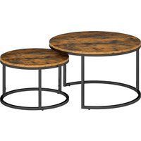 HOMCOM Set mit 2 ineinander passenden Couchtischen, runder Couchtisch, stapelbar, Industriedesign, Metallbeine, rustikales Braun Aosom HOMCOM Set mit 2 ineinander passenden Couchtischen, runder Couchtisch, stapelbar, Industriedesign, Metallbeine, rustikales Braun Aosom von HOMCOM