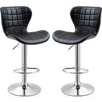 HOMCOM Set mit 2 modernen Design-Barhockern, höhenverstellbar 59-81 cm, 360° drehbar, Polyurethan Schwarz   Aosom von HOMCOM