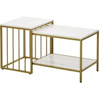 HOMCOM Set mit 2 quadratischen ineinander passenden Beistelltischen - weißer Marmoroptik und goldenem Metallgestell Aosom HOMCOM Set mit 2 quadratischen ineinander passenden Beistelltischen - weißer Marmoroptik und goldenem Metallgestell Aosom von HOMCOM