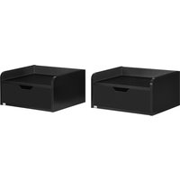 HOMCOM Set mit 2 wandmontierten Nachttischen, wandhängende Nachttische - Schublade, Tischplatte - aus Holz Maße 40B x 30T x 19,5H cm schwarz   Aosom von HOMCOM
