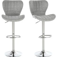 HOMCOM Set mit 2 zeitgemäßen Design-Barhockern, höhenverstellbar 59-81 cm, 360° drehbar, Leinen Grau   Aosom von HOMCOM