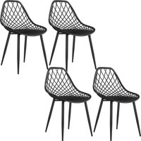 HOMCOM Set mit 4 Esszimmerstühlen, moderne Küchenstühle mit gebogenem Lochrücken und Metallbeinen, Kunststoffstuhl für Küche, Schlafzimmer und Wohnzimmer, Schwarz   Aosom von HOMCOM