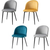 HOMCOM Set mit 4 Esszimmerstühlen skandinavischer Stil, Küchenstühle aus Samt mit schwarz mattierten Metallbeinen, für Wohnzimmer, Esszimmer, Multicolor   Aosom von HOMCOM