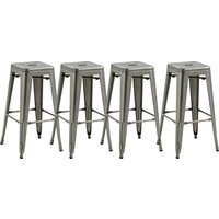HOMCOM Set mit 4 Stapelbaren Barhockern Industrieller Barhocker mit Fußstütze Sitzhöhe 76 cm Metall Silber Aosom HOMCOM Set mit 4 Stapelbaren Barhockern Industrieller Barhocker mit Fußstütze Sitzhöhe 76 cm Metall Silber Aosom von HOMCOM