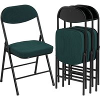 HOMCOM Set mit 4 klappbaren Esszimmerstühlen tragbarer Innenbereich mit Sitz- und Rückenpolsterung aus Ripp-Velours und Stahlrahmen, bis zu 120 kg belastbar, Blau   Aosom von HOMCOM