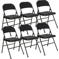 HOMCOM Set mit 6 Klappstühlen tragbare Esszimmerstühle Innenklappstuhl mit Leinenkissen und Stahlrahmen 45 x 46 x 78 cm Schwarz   Aosom von HOMCOM