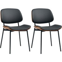 HOMCOM Set of 2 Esszimmerstühle, Küchenstühle, klassischer Retrostil, gebogenes Holzgestell, für Wohnzimmer, Schlafzimmer, Küche, schwarz   Aosom von HOMCOM