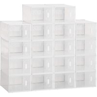 HOMCOM Set von 18 modularen Schuhablageboxen mit transparenten Türen - Maße 25L x 35B x 19H cm   Aosom von HOMCOM